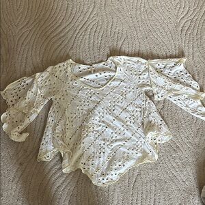 Free People White and Cream bohemian flowy top